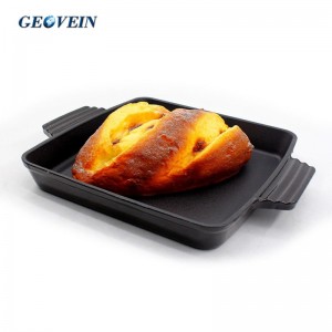 Square Baking Dish 3 layers matte enamel interior coating Enamel cast iron roasting pan