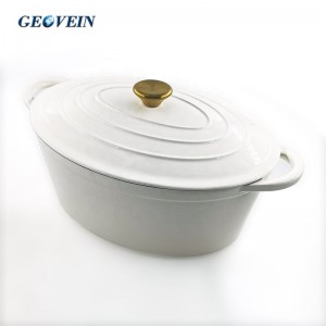 Cream White 7 QT Cast Iron Oval Enamel Casserole Dish Pot  Factory Price