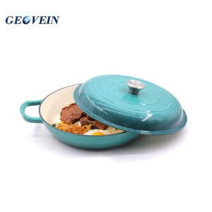 Deep Teal Round Enamel Cast Iron Braiser Pan Casserole Pot