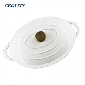 Cream White 7 QT Cast Iron Oval Enamel Casserole Dish Pot  Factory Price