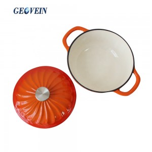 Cast Iron orange enamel big casserole with lid