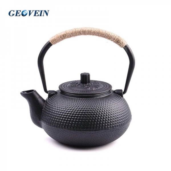 Black Cast Iron Tea Kettle Set Japanese Small Particles Style