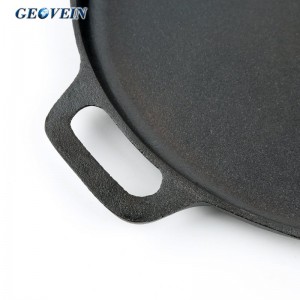 14 inch Cast Iron Grill Pan Pre-seasoned Baking Round Pizza Pan