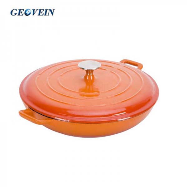 Round Enamel Cast Iron Casserole Dish With Two Ears