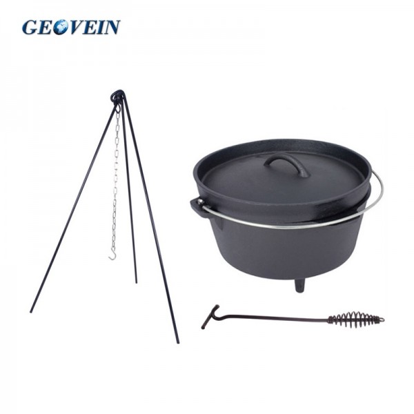 Amazon Camping Cast iron Large Dutch Oven and Tripod Set