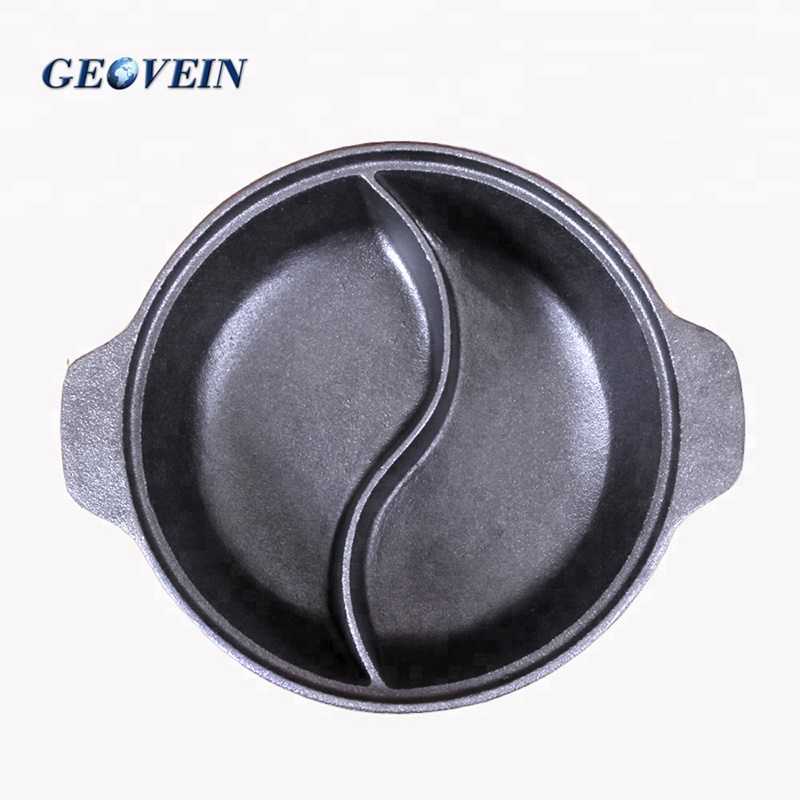 divided hot pot cast iron shabushabu pot Factory Supplier Geovein