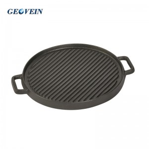 12-inch Double Handled Round Cast Iron Stovetop Reversible Grill/Griddle