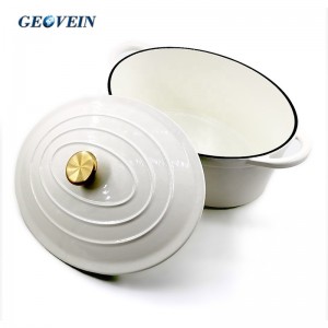 Cream White 7 QT Cast Iron Oval Enamel Casserole Dish Pot  Factory Price