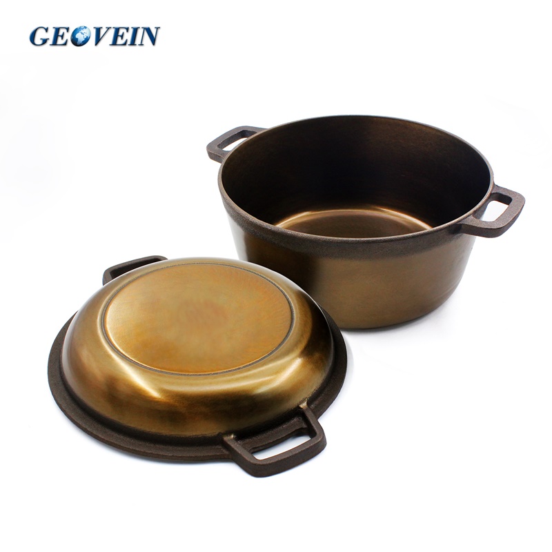 Smooth Cast Iron Double Dutch Oven Cast Iron Dutch Oven with Polished