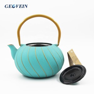 Golden Curvilinear Tetsubin Cast Iron Teapot