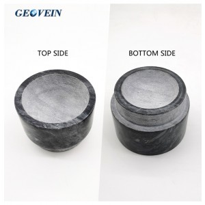 Granite Mortar and Pestle Set with Silicone Lid Mat and Spoon