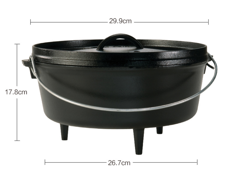 Camping Cast iron Large Dutch Oven Size