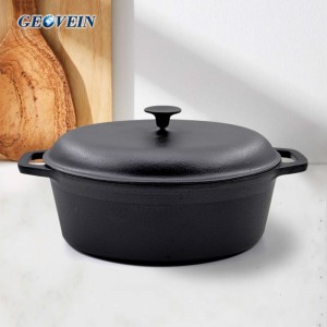 Cast Iron Pre-seasoned 7 QT Oval Casserole Dish Pot