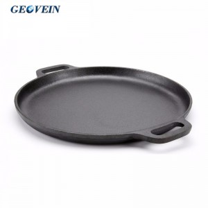 14 inch Cast Iron Grill Pan Pre-seasoned Baking Round Pizza Pan