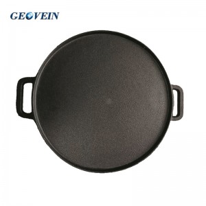 12-inch Double Handled Round Cast Iron Stovetop Reversible Grill/Griddle