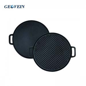 12-inch Double Handled Round Cast Iron Stovetop Reversible Grill/Griddle