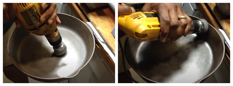 How to smooth the cast iron skillet/ Pot in your hand