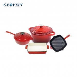 Customized Enamel Cast Iron Cookware Sets for Home kitchen and chef