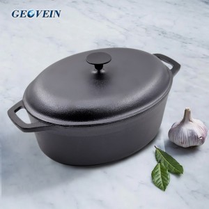 Cast Iron Pre-seasoned 7 QT Oval Casserole Dish Pot