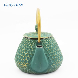 Iron Tea Pots Dark Green Hexagon Pattern