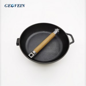 9.4 Inch Cast Iron Skillet with Removable Wooden Handle