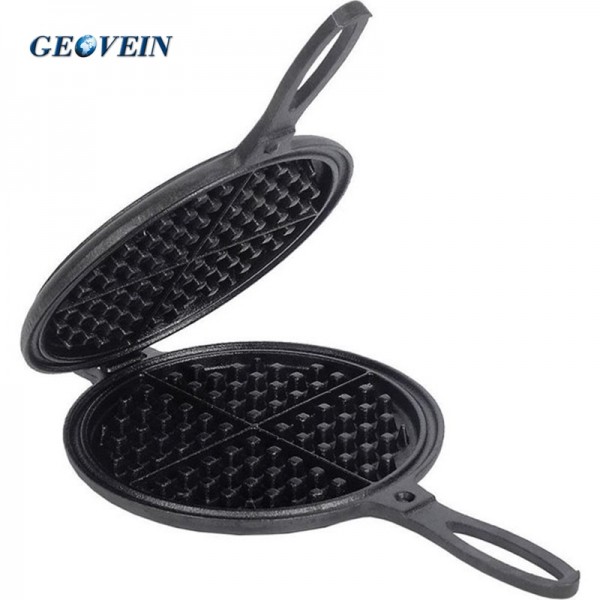 Pre-Seasoned Cast Iron Stovetop 2-Piece Hinged Waffle Maker