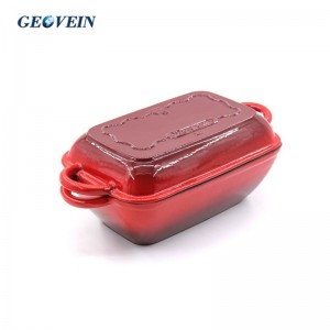 Red Color  2 in 1 Enameled Casserole Baking Pan With Griddle Lid