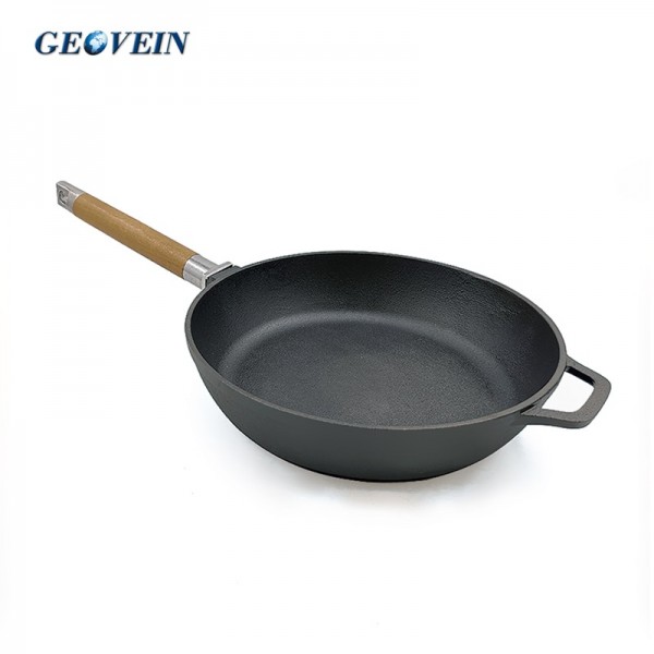 9.4 Inch Cast Iron Skillet with Removable Wooden Handle
