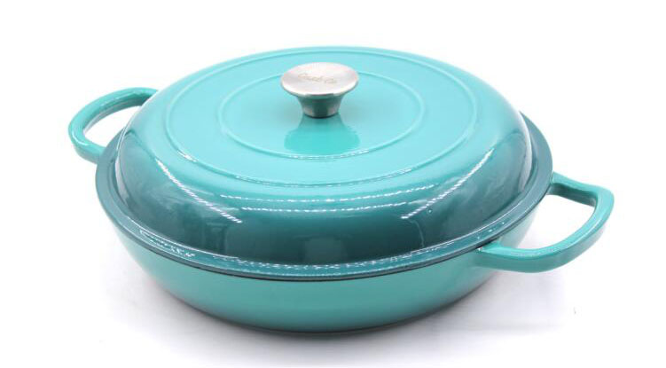 ound enamel cast iron casserole pot