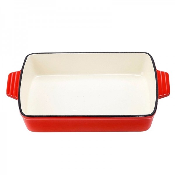 Rectangular Enameled Cast Iron Baking Dish Roasting Pan With Two Helper Handles