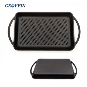 Cast-Iron Rectangular Grill Pan  with Two Loop Handles