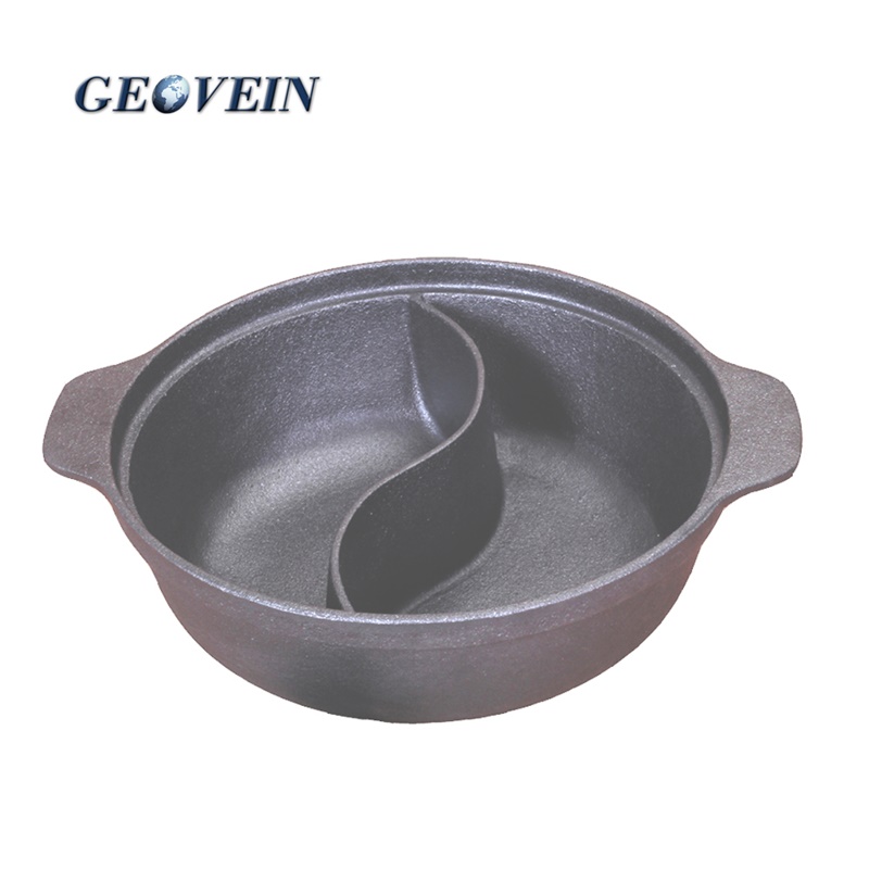 divided hot pot cast iron shabushabu pot Factory Supplier Geovein