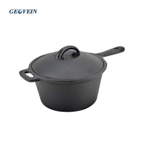 Cast Iron Sauce Cooking Pan With iron Handle and Lid