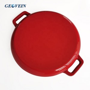Multi Use Cast Iron enamel cast iron non stick pizza pan with two handle