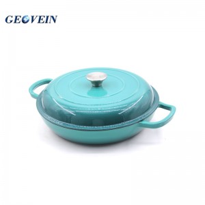 Deep Teal Round Enamel Cast Iron Braiser Pan Casserole Pot