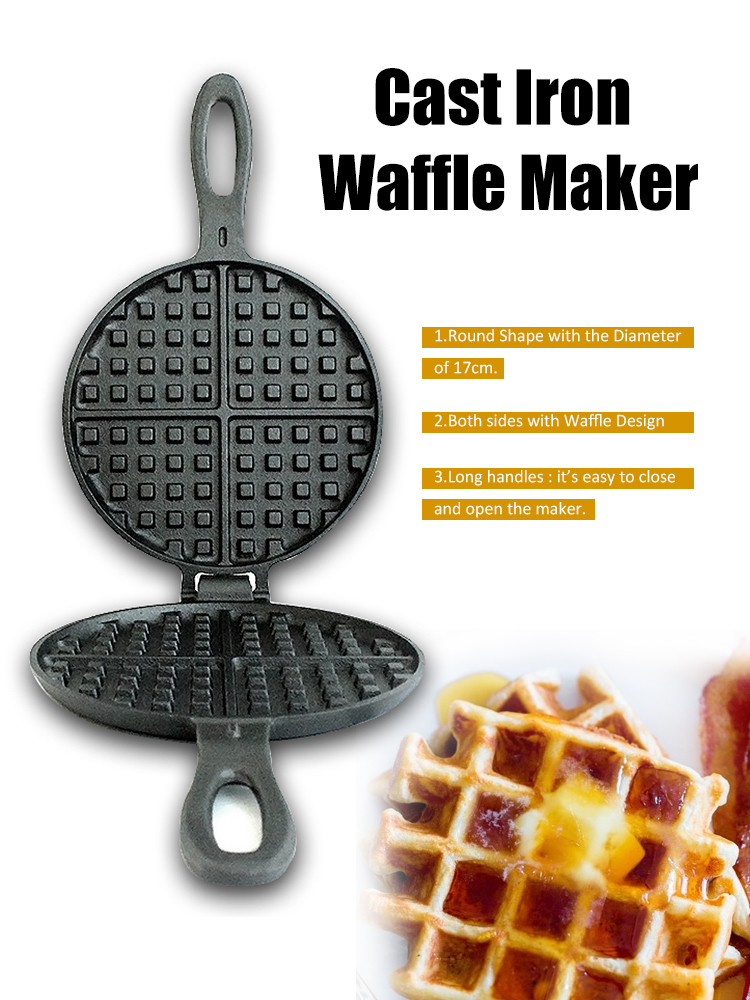 Geovein Pre-Seasoned Cast Iron Stovetop 2-Piece Hinged Waffle Maker