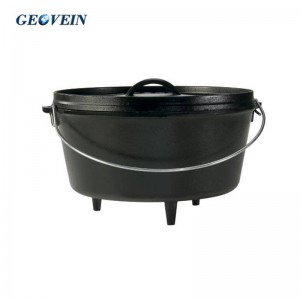 8 Qt Preseasoned Covered Cast Iron Dutch Oven for Camping