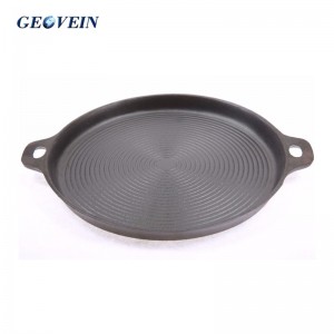 Pre-Seasoned Round Spiral Cast Iron Oil-Control Bakeware Griddle Grill Pan With Two Helper Handles