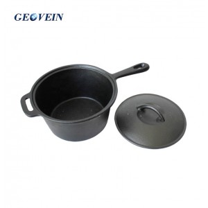 Cast Iron Sauce Cooking Pan With iron Handle and Lid