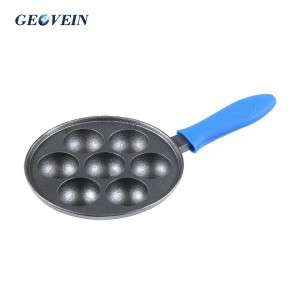 7 Holes Cast Iron Baking Pan With One Long Handle