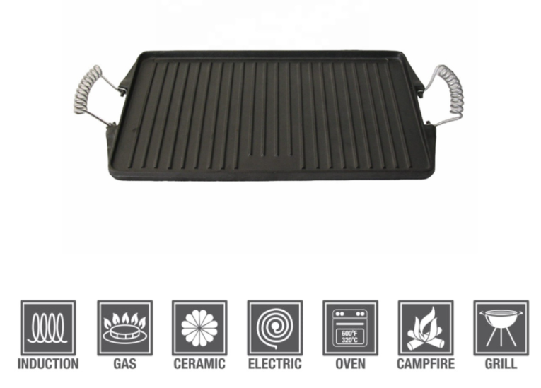 Reversible Double Sided Used Non-Coating Pre-Seasoned Grill & Griddle Pan For Gas Stovetop