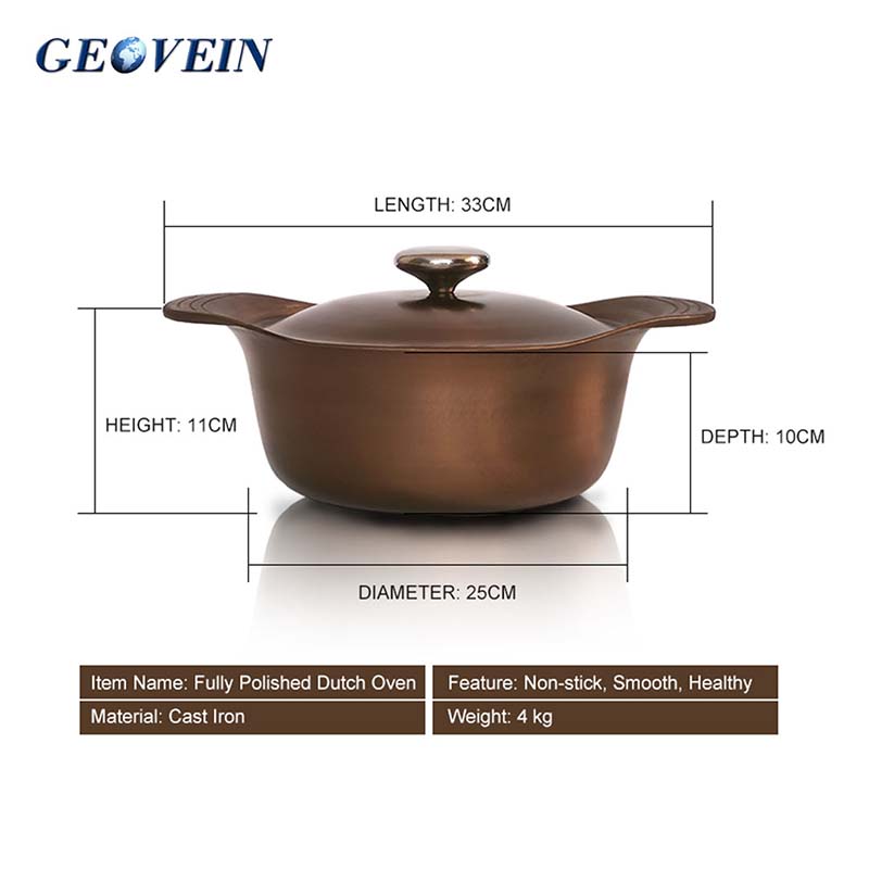 Geovein nonstick polished cast iron pot