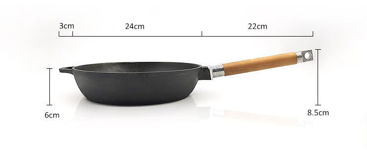 Cast Iron Skillet Cookware with Removable Wooden Handle Size
