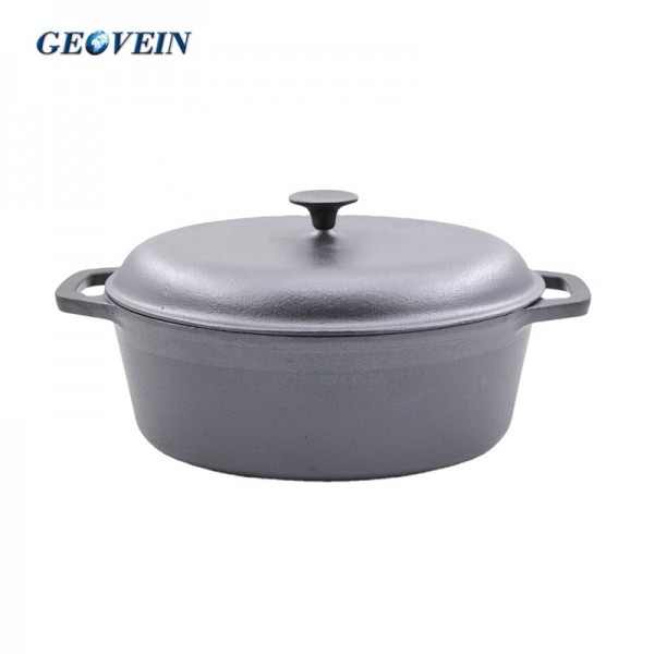 Cast Iron Pre-seasoned 7 QT Oval Casserole Dish Pot