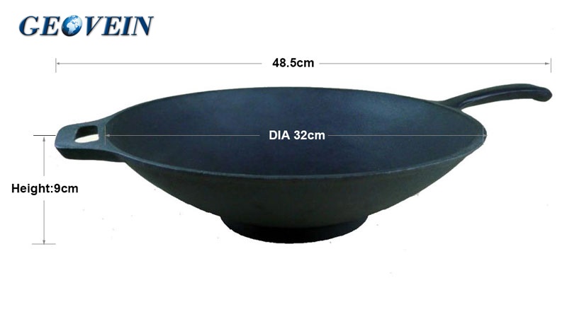 Flat Bottom Cast Iron Wok Size