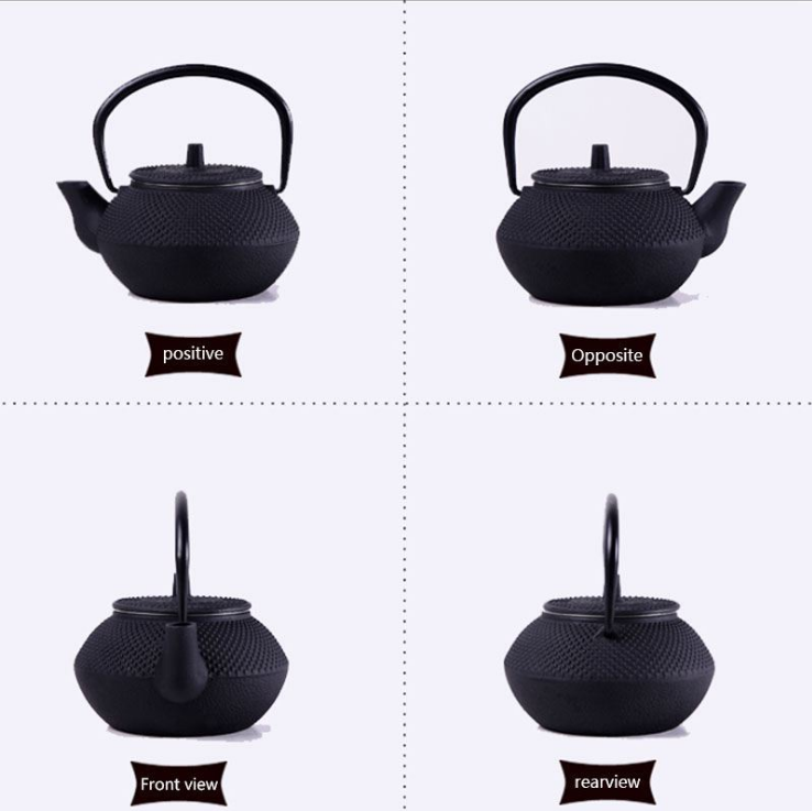 Black Cast Iron Tea Kettle Set Japanese Small Particles