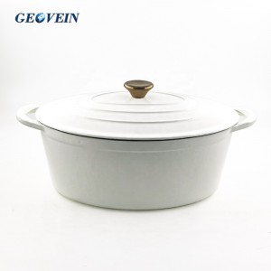 Cream White 7 QT Cast Iron Oval Enamel Casserole Dish Pot  Factory Price