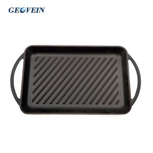 Cast-Iron Rectangular Grill Pan  with Two Loop Handles