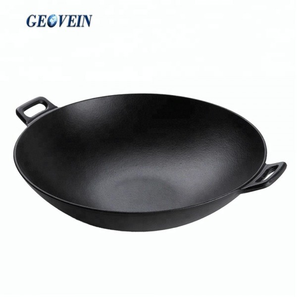 Pre Seasoned cast iorn Flat Bottom Wok