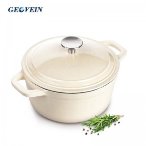 Wholesale round 5Qt White truffle Enamel Cast Iron Dutch Oven